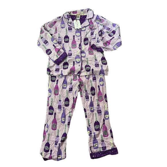 Munki Munki Champagne NYE New Years Eve Cotton Flannel Matching Pajamas Xlarge